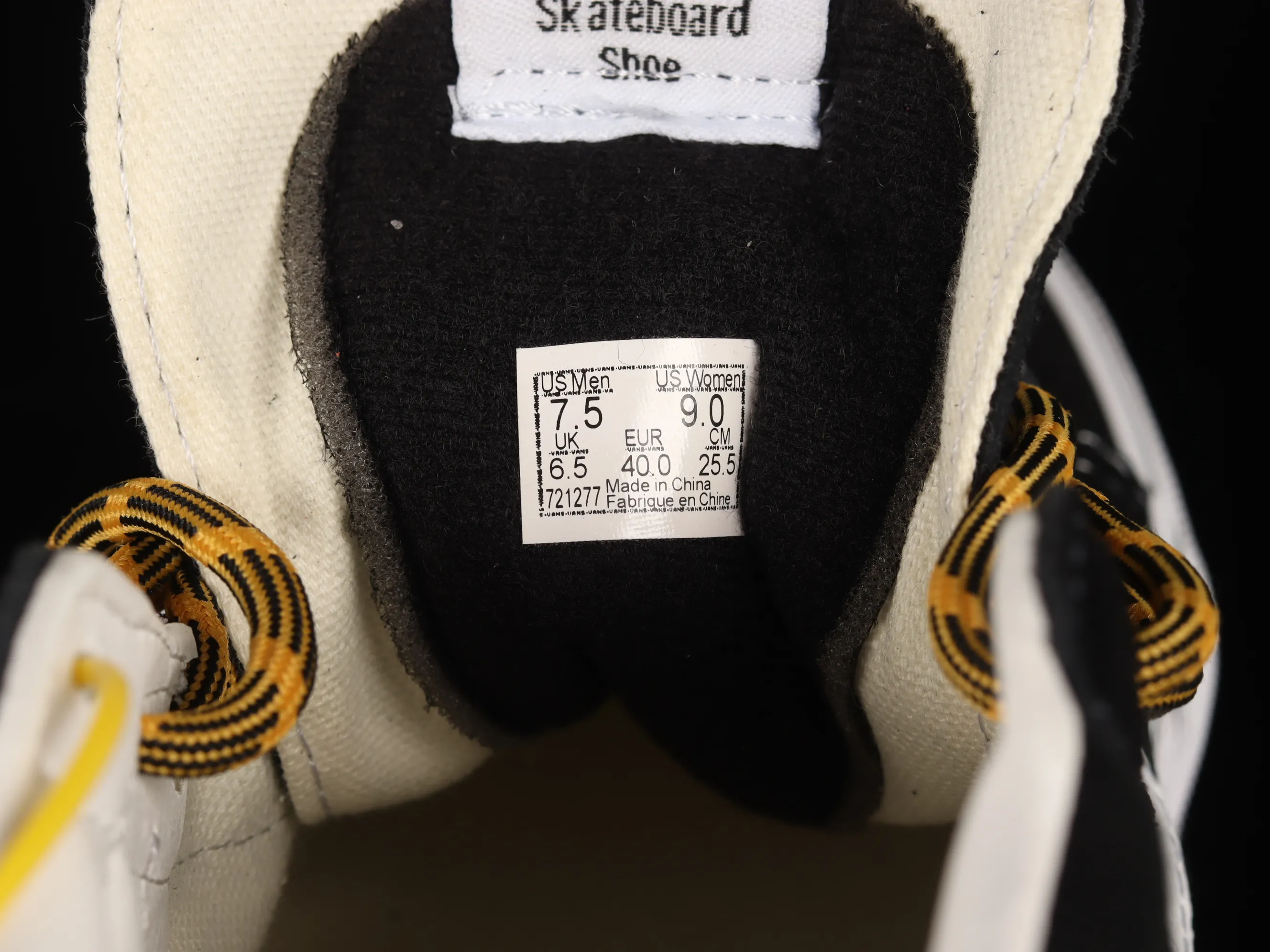 All categories Vans Vans series Vans Mid Vans China Coutie Vans x One World 2 joint limited edition black and yellow letter mid-top casual canvas shoes VN0A391F3TGT